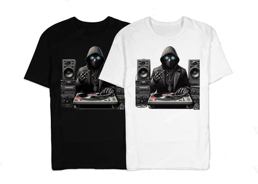T-shirt hip-hop beatstreetwear 100% coton noir ou blanc avec imprimé graphique DTG directement sur tissu pour un style streetwear.