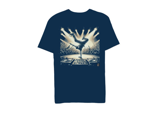 T-shirt hip-hop beatstreetwear 100% coton bleu marine avec imprimé graphique DTG directement sur tissu pour un style streetwear.