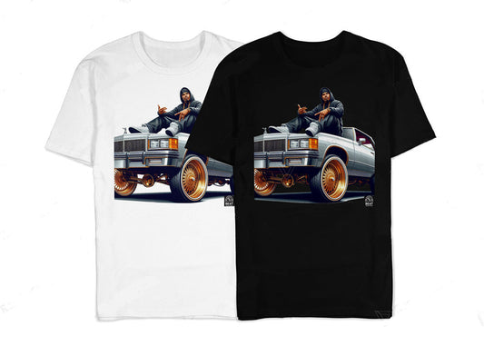 T-shirt hip-hop beatstreetwear 100% coton noir ou blanc avec imprimé graphique DTG directement sur tissu pour un style streetwear.